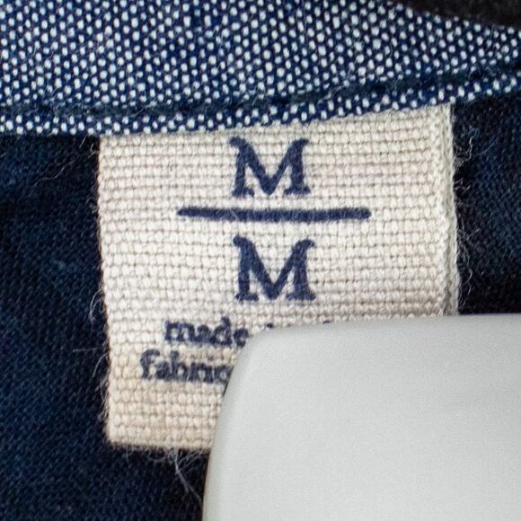 Floral Button-Up Chambray Trim – Men’s Medium Long Sleeve Casual | Vintage Red - Picture 4 of 12